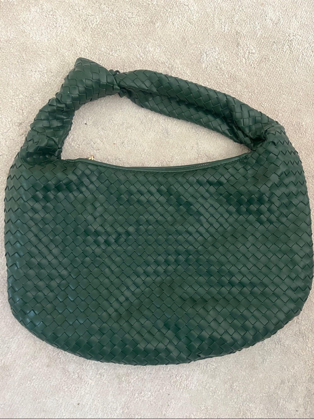 Melie Bianco Emerald Green Woven Hobo Shoulder Bag